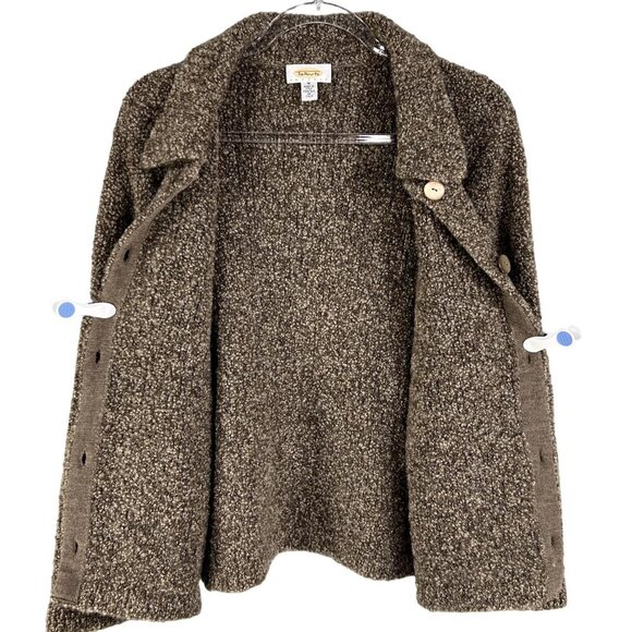 Talbots Womens M Wool Cardigan Made In Italy Marled Brown Grandmacore Timeless - Picture 14 of 16